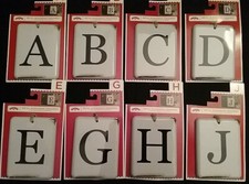 White Metal Enamel Alphabet Letters NEW 3" x 4" Country Craft Tags ID w/ Twine