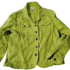 Christopher Banks Blazerjacket L Green On Green Embroidery Stretch Metal Buttons
