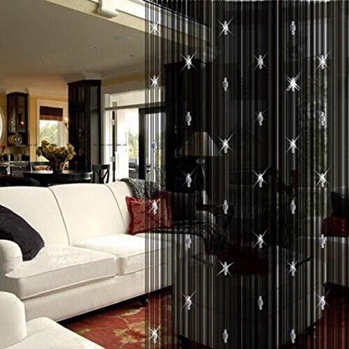 GREENWISH String Curtains Black Beads Curtains Doorway Tassel Curtain Thread New - Picture 1 of 5