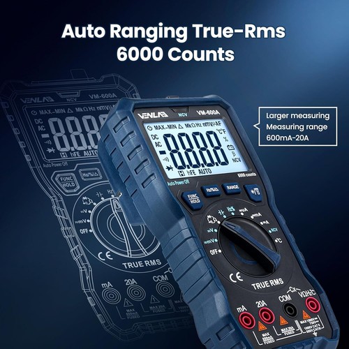 VENLAB Digital Multimeter TRMS 6000 Counts Auto-Ranging AC DC Circuit Voltmeter - Picture 3 of 7