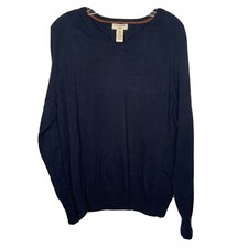 Dockers Men  s 100 Cotton V-Neck Knit Sweater Long Sleeve Navy Blue Medium