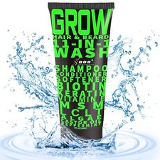 GROW Hair  Beard 11-in-1 Wash Shampoo Conditioner Softener Biotin Castor Oil...