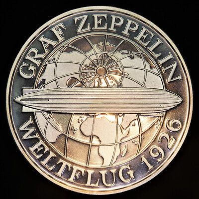 1986 Germany Graf Zeppelin Weltflug 1926 Horse 5oz 999 FINE Silver