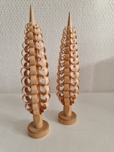 Erzgebirge 2 Spanbäume Holz Höhe 18cm