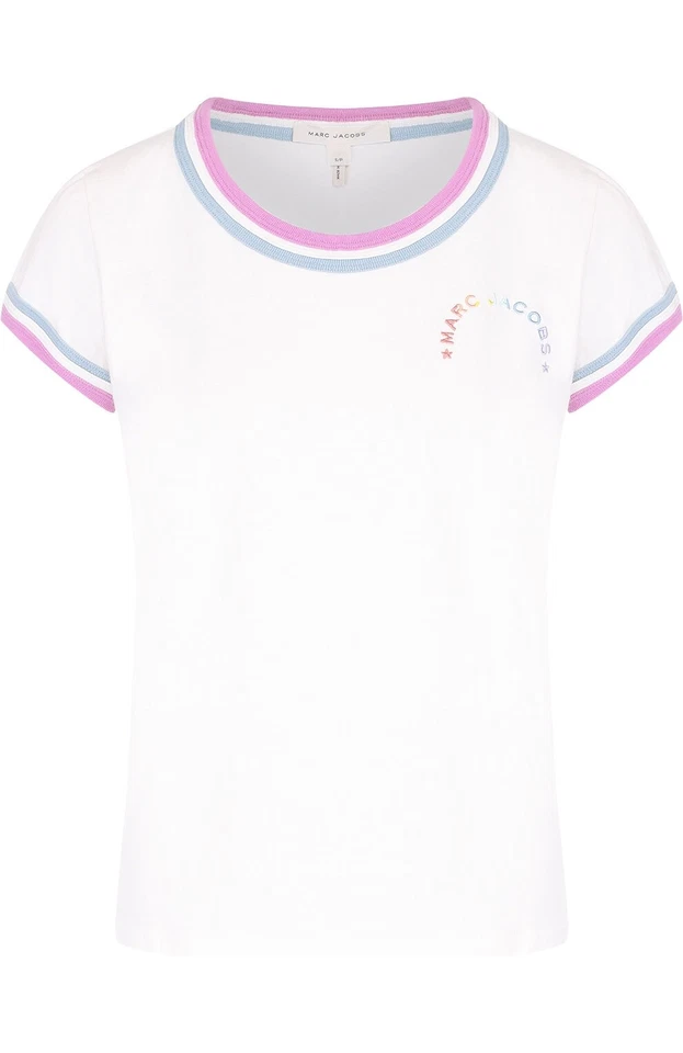 Camiseta para mujer Marc Jacobs 154867 con logotipo acento a rayas marfil/multitalla Pequeño Foto 2 de 2