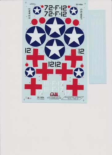 OOP, ORIGINAL CAM DECALS, 1-32 SCALE, 32-145, F4F-3A WILDCAT, VF-72, VMF-111 - Picture 3 of 3