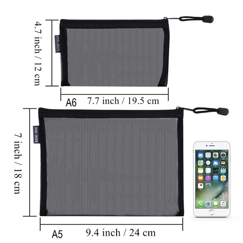 6 Pcs Nylon Mesh Cosmetic Zipper Bag Black Travel Organizer for Purse Diaper Bag - Picture 4 of 12