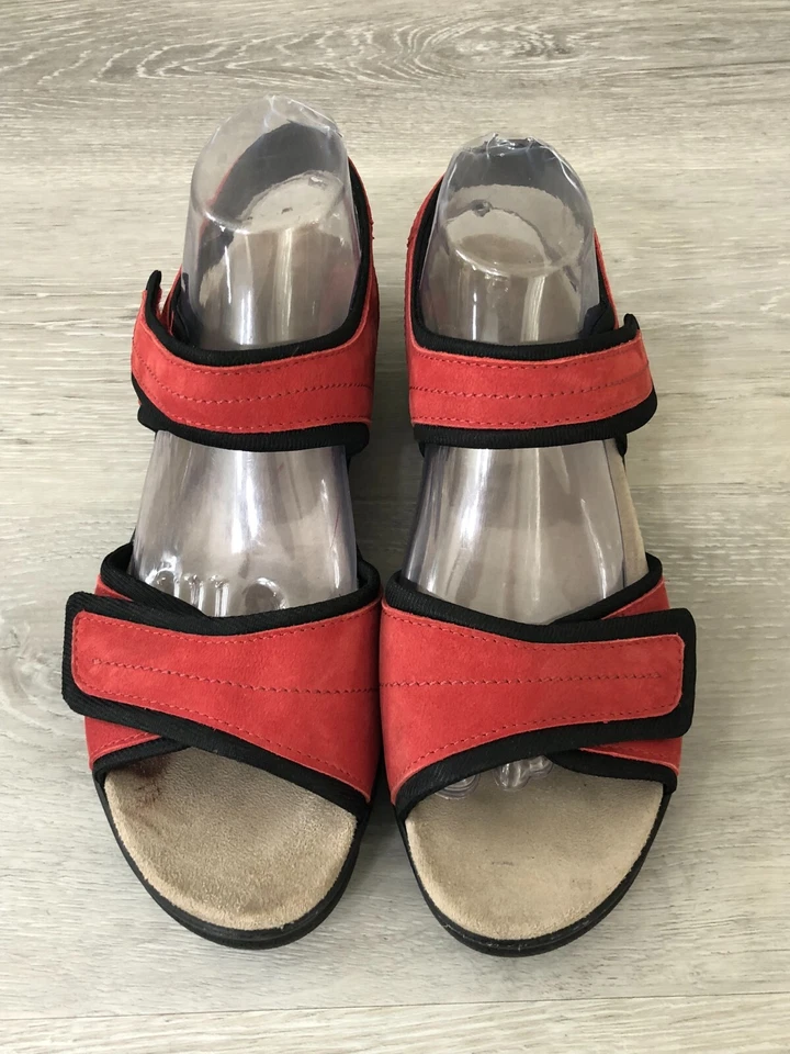 Flexus Womens Sandal Red Leather 11 Slip-On Casual Comfort Orthotic Shoes - Image 2 of 4