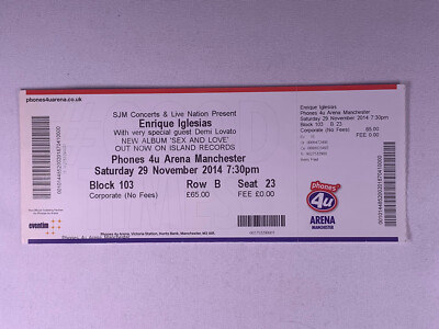 Enrique Iglesias Demi Lovato Ticket Original Sex And Love World Tour 2014 #1