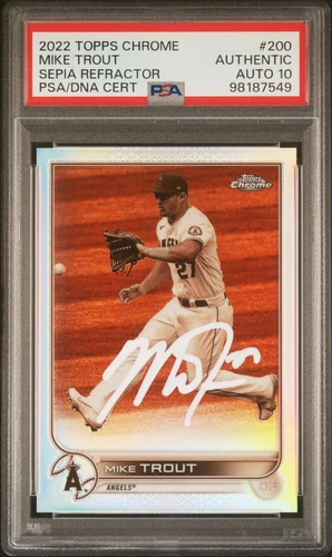 Mike Trout Autographed Signed 2022 Topps Chrome #200 Sepia Refractor PSA 10 Auto
