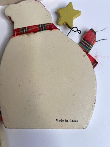 Christmas Snowman Vintage Wooden Coaster Set (6) Handpainted Holiday Decor - Picture 11 of 12