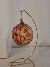 Murano Style Copper, Amber and Clear Blown Glass Christmas Ball 2004