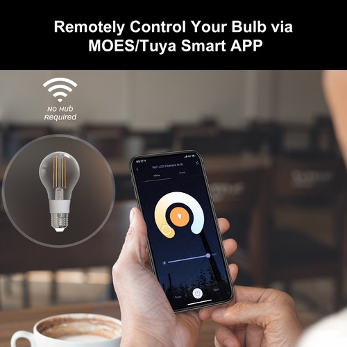 MOES WiFi Smart Filament Bulb LED Light Lamp A60 E27 Dimmable 7W 2700K-6500K APP - Picture 9 of 15