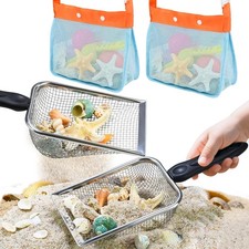 Beach Shovel Sand Sifter Set 2 PCS with Mesh Beach Bags - Shark Tooth Tool