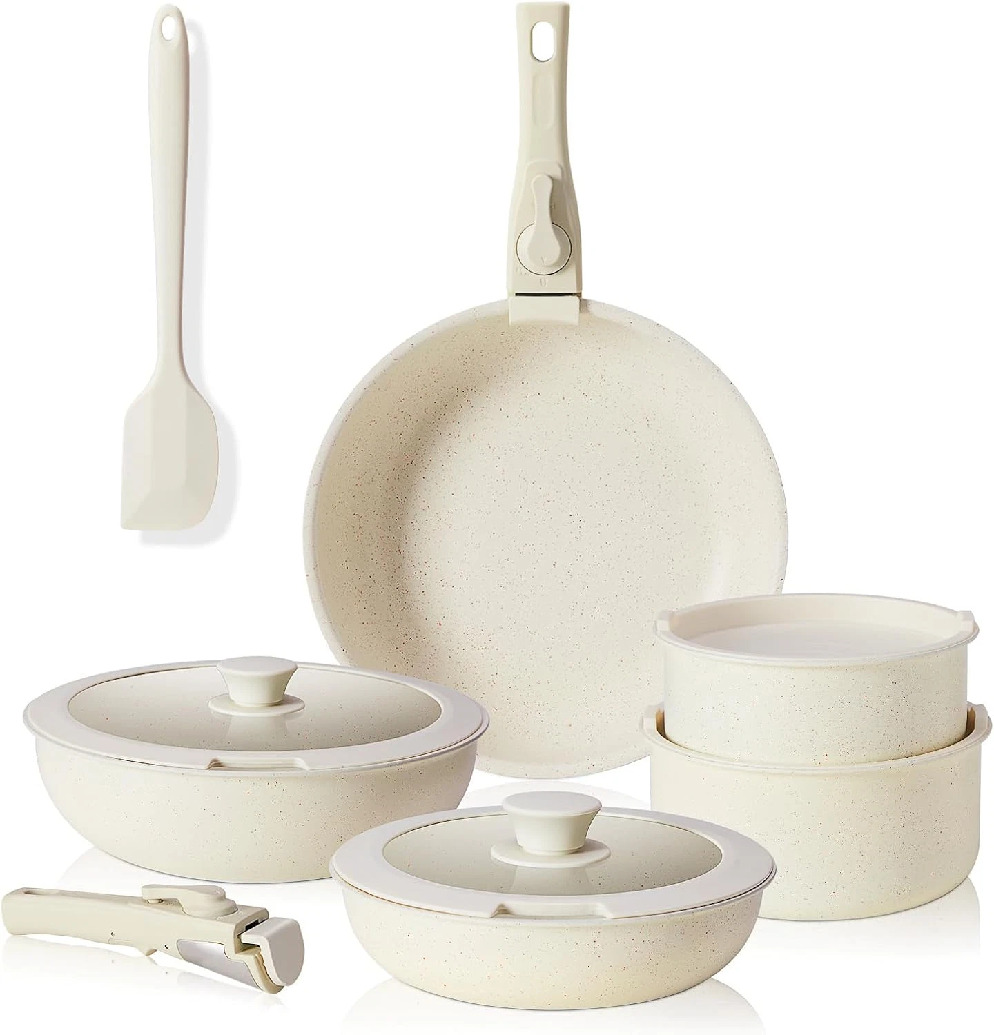 12-Piece Non-Stick Cookware Set with Detachable Handle & Space-Saving Design
Opens in a new window o