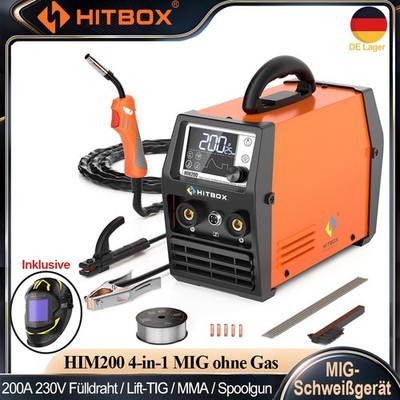 HITBOX 200A 4-in-1 Fülldraht MIG-Schweißgerät 220V Digital ARC TIG Spoolpistole