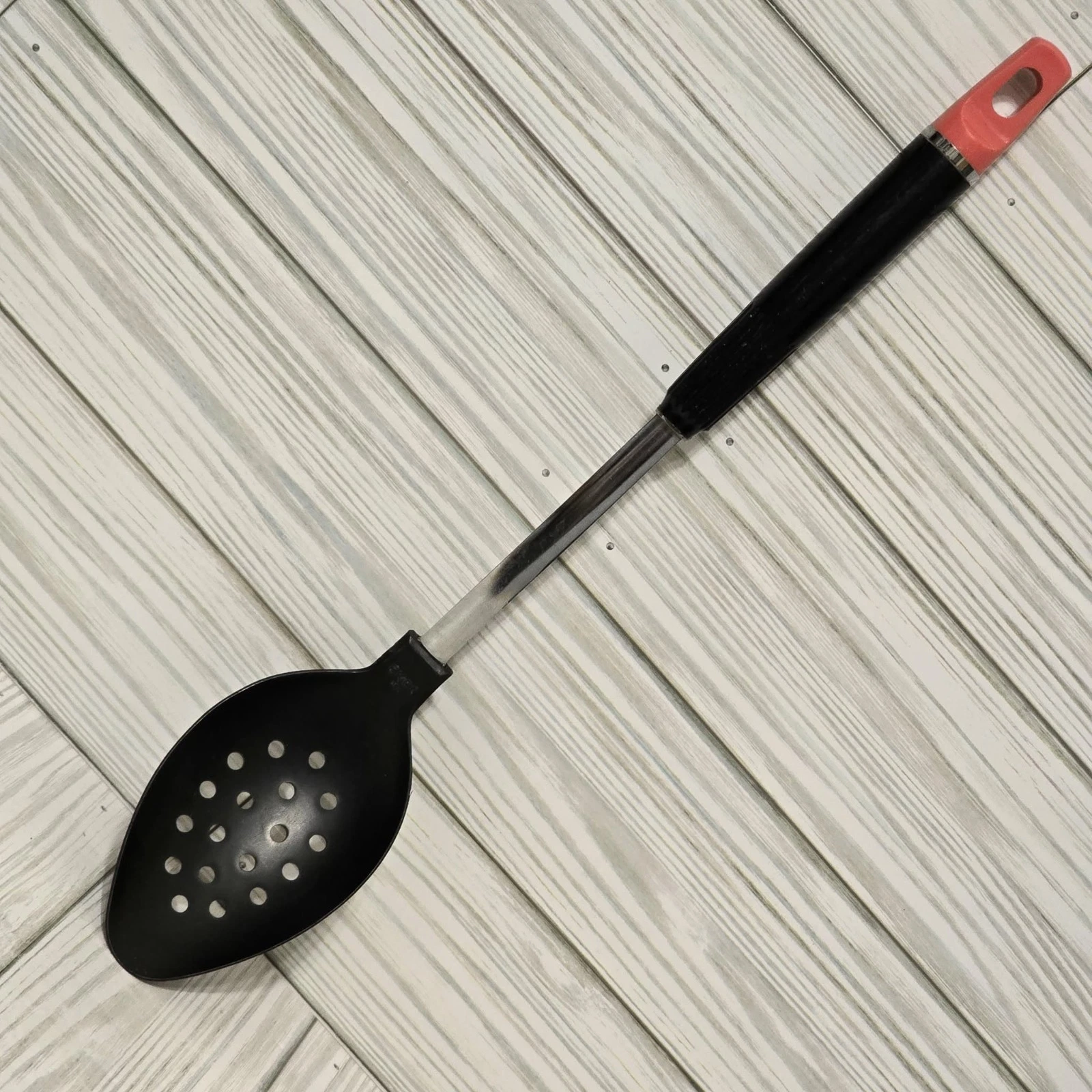 Ekco Vintage Black Nylon Plastic Perforated Serving Spoon Turner Made In USA Vtg