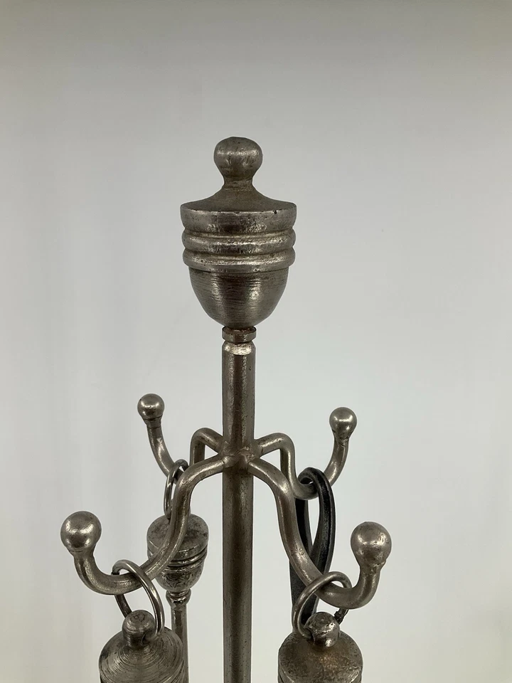 Juego de herramientas de chimenea forjadas a mano grande hierro forjado ÚNICO Bradley Hubbard? 5 piezas Foto 3 de 4