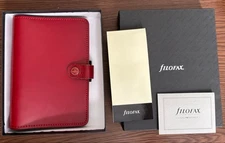 FILOFAX The Original Personal Planner Organizer Red Leather Used w/ Box
