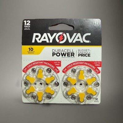 Rayovac Zinc Air Hearing Aid Batteries 12 Pack Size 10 Exp. 12/2028