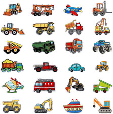 24 Pcs Kids Iron-On Patches for Clothes, Jeans, Jackets, Backpacks, Vehicles