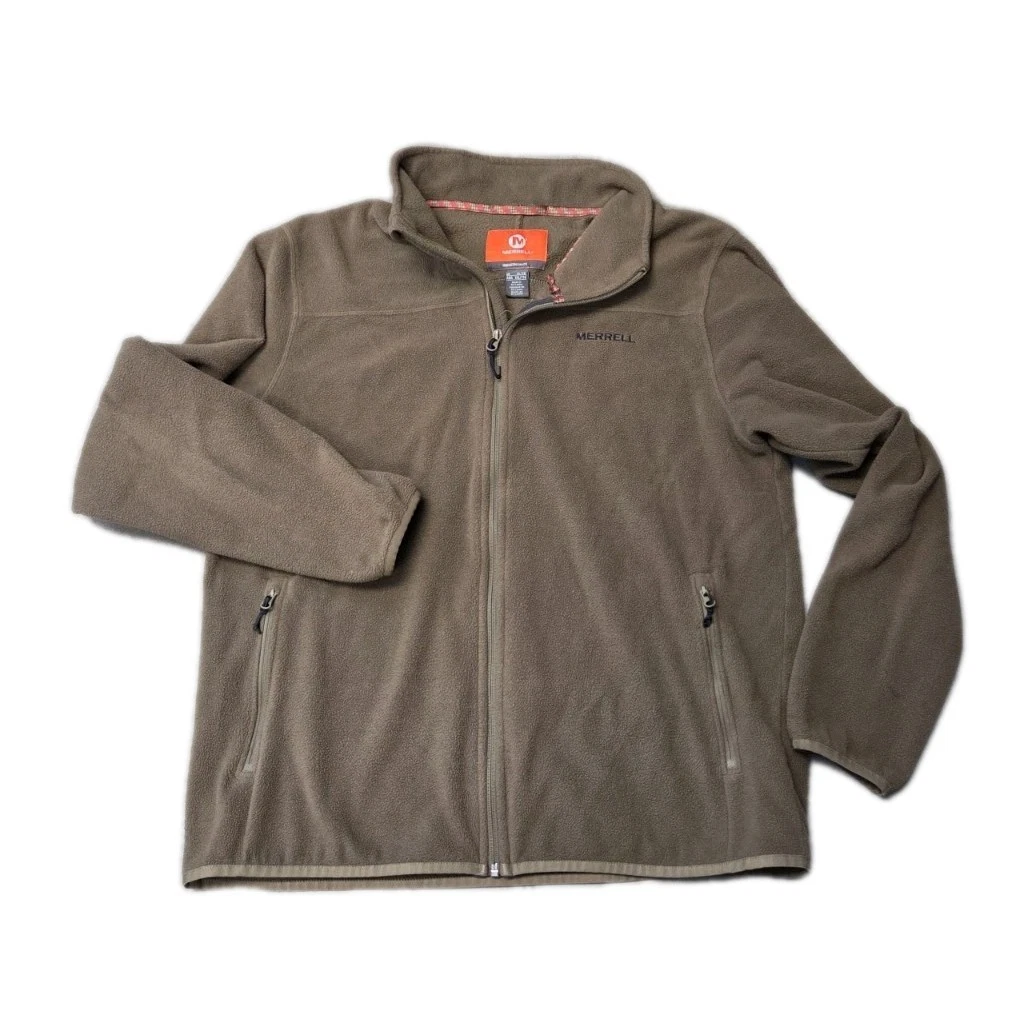 Merrell Full Zip Sweater Fleece Jacket Men’s XL Brown Outdoor Hiking Camping