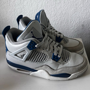 Nike Air Jordan 4 Gris/Azul Talla media de cuero con amortiguación para jóvenes 6/EUR 38.5
