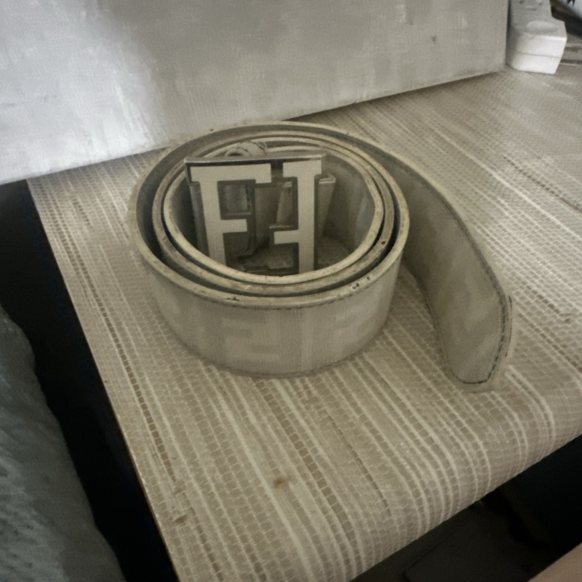 Authentic fendi belt white monogram white buckle silver 34-36 | eBay