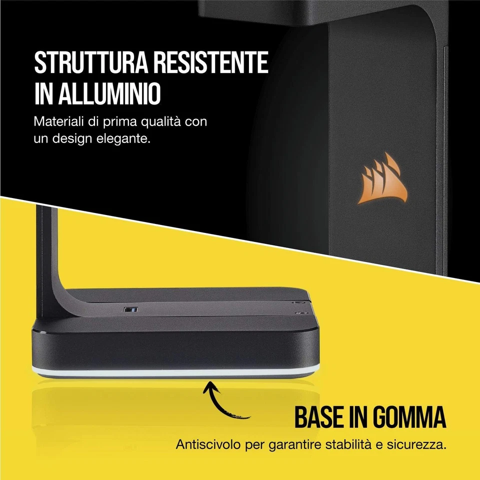 ST100 RGB Porta Cuffie Premium Con Scheda Audio 7.1 Surround Integrata, Nero - Immagine 4 di 4