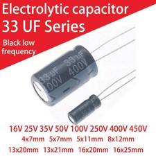 5-50pcs 33UF Radial Aluminum Electrolytic Capacitors 16V-450V High Frequency