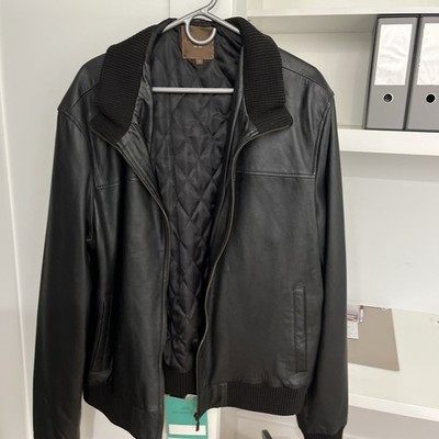 Fine Italian Leather Jacket from Italy color Black size 56 which translate to 2X