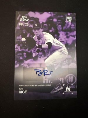 #ad #ad #019 A Ben Rice 2025 Topps Black amp; White SNAU 25 Yankees Autographs Purple $319.00