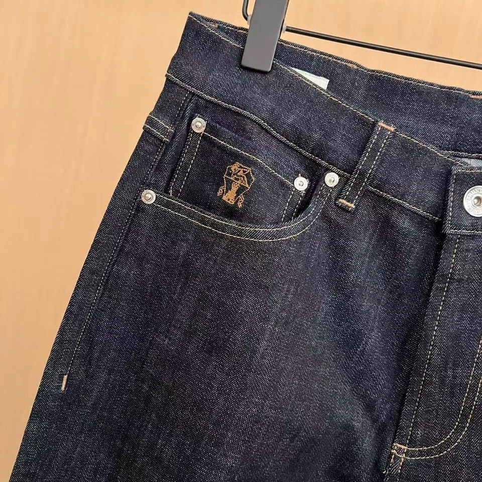 Brunello Cucinelli Regular Fit Straight Men's Jeans Zipper Pocket Trousers Pants - Image 4 of 4