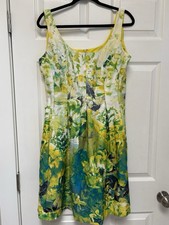 Nine West Womens Sun Dress Fit and Flair 100% Cotton Twill Floral 10