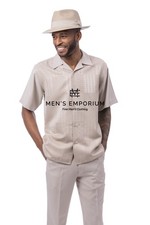 NEW Mens Montique 2 PC Summer Walking Set Leisure Suit Regular Fit 2603 Khaki