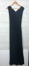 DELETTA Anthropologie Women's Large Sleeveless Maxi Dress Solid Black Tie Back