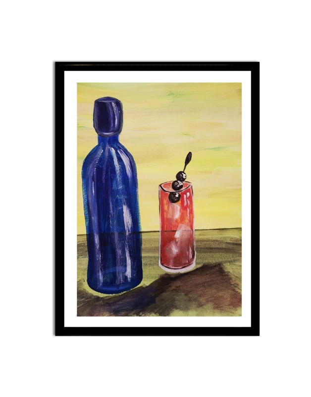 Cocktail Drink Painting 9x12 Abstract Acrylic Painting On Heavy paper 