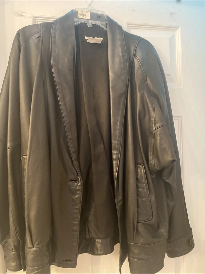 CHAQUETA DE CUERO DE CORDERO GENUINA NEGRA PARA MUJER MELISSA ROBIN, TALLA M, Foto 2 de 4