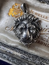 Sterling Silver 925 Lion Head Pendant – Detailed Statement Jewellery