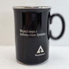 Weyerhaeuser Information Systems Coffee Mug Ceramic Cup Black Silver Vintage
