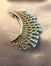 cresent design crystal stone faux gold pin dress brooch jewelry