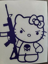 Blue 7 Hello Kitty Ak 47 Gun Die Cut Vinyl Decal Sticker Car Window