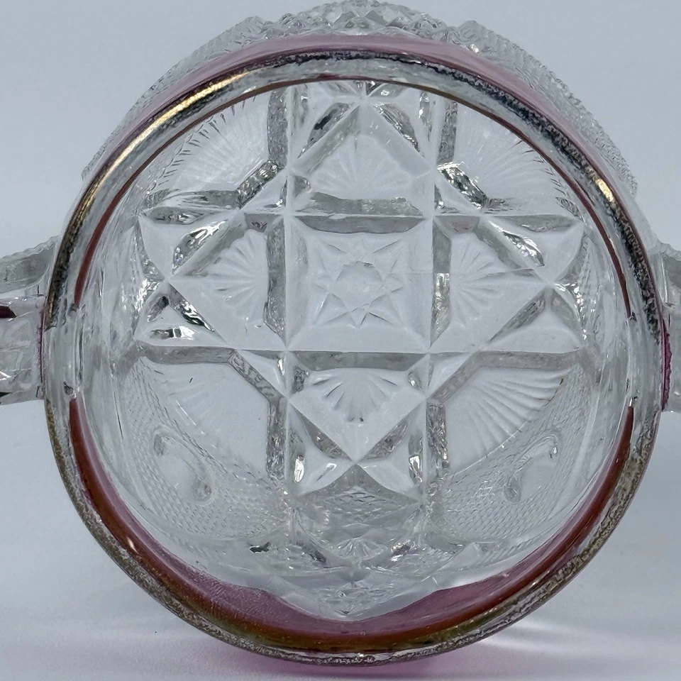 U.S. Glass Co-EAPG Ruby Flashed Handled Open Sugar Bowl, New Hampshire Style - Image 4 of 4
