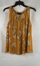 Banana Republic Women's Yellow Floral Pleated Sleeveless Blouse Top Sz XS NWT