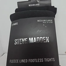 Steve Madden Fleece Lined Footless Tights Size Medium/Large in Black - NEW