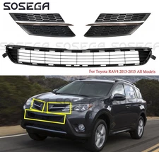 For Toyota RAV4 2013-2015 Front Bumper Upper Center Middle Mesh Grille Set 3pcs