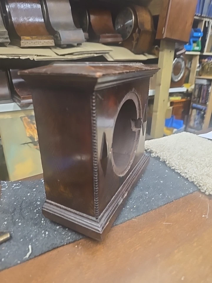 Antique Clock Case Heavy Wood  For Spares And Repair - Image 3 of 4