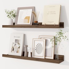 Floating Shelves, 24 Inch Wall Shelf Set of 2, Rustic Wood Shelves for Wall Stor