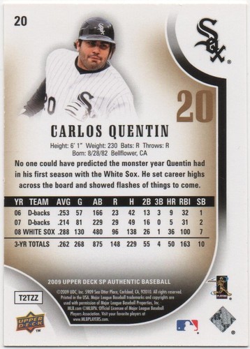 Carlos Quentin 2009 SP AUTHENTIC BASEBALL Silver #10/59 White Sox - Picture 2 of 2