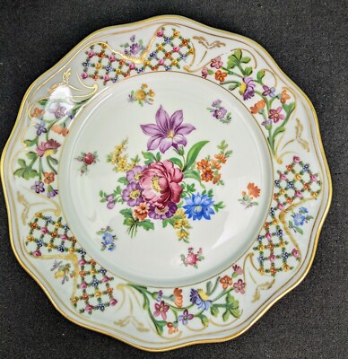 Vintage 1946-1949 SCHUMANN Bavaria US Zone Germany Floral Luncheon Plate, Ø9.4''